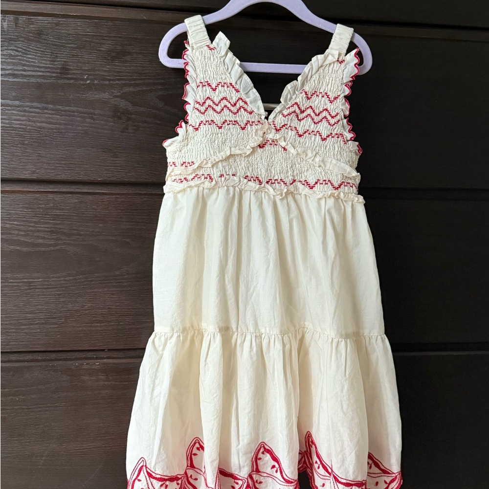Zara Cream and Red Casual Kids Dress